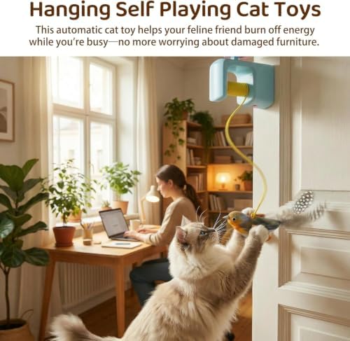 Interactive Cat Toys for Indoor Cats, Automatic Hanging Door Toys Blue - Image 4