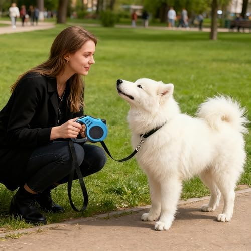 2 Pcs 16.5Ft Retractable Dog Leash,Up to 33 lbs,Blue and Pink - Image 6