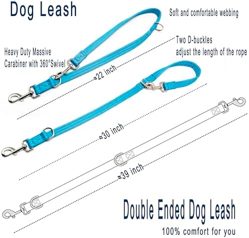 Double Ended Dog Leash,for Obedience Training Easy to Use,Lightweight,Soft for Large and Medium Dogs (Blue, 1M*2.5CM) - Image 3
