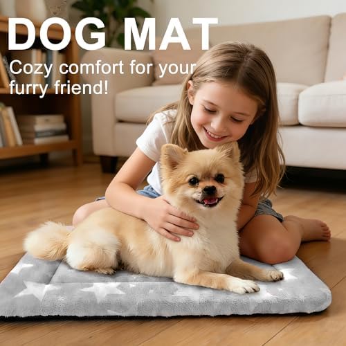 Dog Bed Mat – Soft & Comfortable Dog Kennel Pad for Crate – Durable Crate Bed & Mat for Dogs & Cats – Ideal for Crate, Kennel, and Home Use (Big&Little Stars Grey, S(24"*18"*1.5")) - Image 7