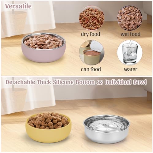 Kitten Food Bowls 2 Pack, Stainless Steel Cat Food and Water Bowl Set with Anti-Slip Silicone Bottom, 5 '' Wide Thick & Heavy Duty Metal Pet Bowls for Indoor Cats - Image 6