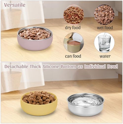 Kitten Food Bowls 2 Pack, Stainless Steel Cat Food and Water Bowl Set with Anti-Slip Silicone Bottom, 5 '' Wide Thick & Heavy Duty Metal Pet Bowls for Indoor Cats - Image 6