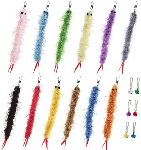 SONGWAY Cat Worm Toy Refills - 12Pcs Worm Cat Toys with Feather Tail, Teaser Wand Toys Replacement by SONGWAY