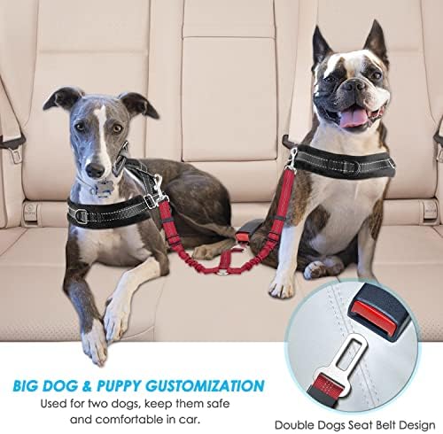 SlowTon Double Dog Seat Belt for Car with Elastic Bungee Buffer, Adjustable - Image 2