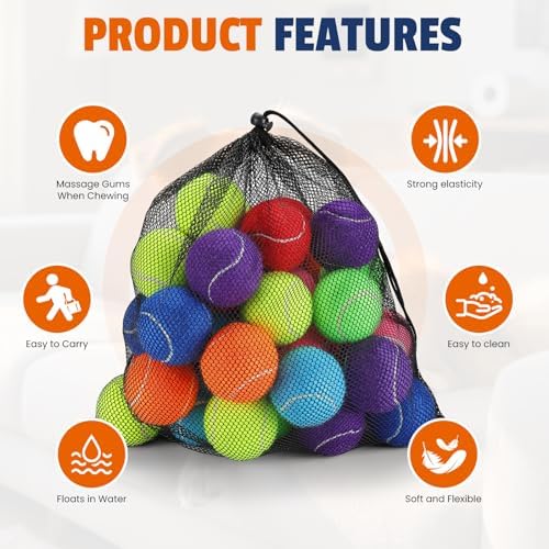 FURWEY Colorful Tennis Balls for Dogs, 2.5 inches, 32 Pack, Non Squeaky - Image 3