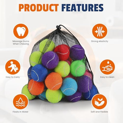 FURWEY Colorful Tennis Balls for Dogs, 2.5 inches, 32 Pack, Non Squeaky - Image 3