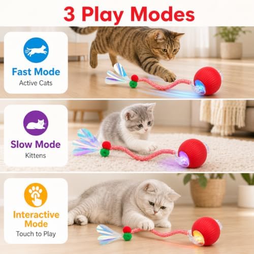 Interactive Cat Toy Ball, Smart Moving Pet Toy for Cats & Dogs - Image 3