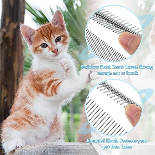 2 Pcs Pet Grooming Combs, Double Side Metal with Wooden Handle - Image 3