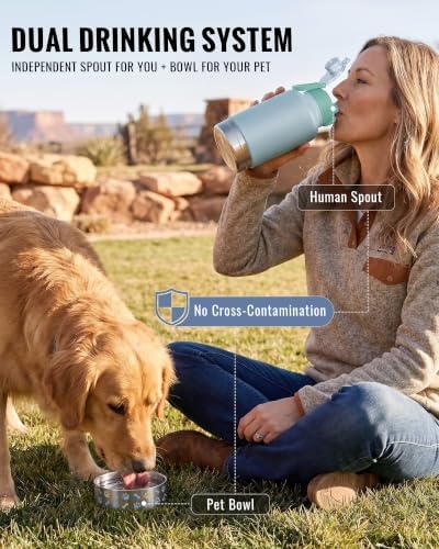 GiNT 37oz / 1.1L Insulated Dog Water Bottle with Carrying Case, Green - Image 6