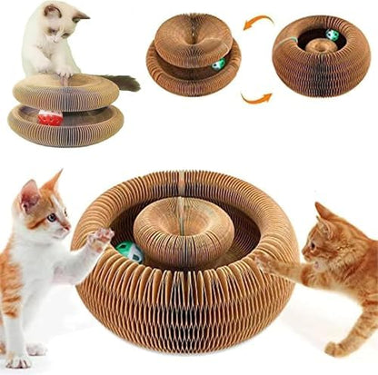 Kitty Curls Cat Toy,Cardboard Cat Scratcher,Magic Organ Cat Toy,Foldable Recyclable Cat Accordion Toy for Indoor Cat Playing,Interactive Scratch Pad with Toy Ball(2pc) - Image 3