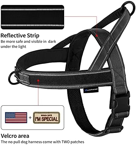 Annchwool No Pull Dog Harness with Soft Padded Handle-Reflective Strip Escape Proof and Quick Fit to Adjust Dog Harness-Easy for Training Walking for Small & Medium and Large Dogs(Black,XS,1 In Width) - Image 2