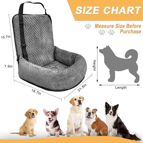 Sephyroth Dog Car Seat for Small/Medium Dogs,Dog Car Bed Washable Pet Travel Safety Seat,Super Soft Safe Removable Puppy Car Seat(Gray) - Image 2