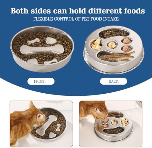 Stainless Steel Slow Feeder Dog Bowls – Non-Slip Metal Dog Bowl for Large & Medium Breeds, Puppy Puzzle Feeder – 2 Cup Capacity for Small to Big Pets – Durable Slow Feed Dog & Cat Food Dish with Mat - Image 5