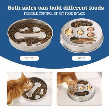 Stainless Steel Slow Feeder Dog Bowls – Non-Slip Metal Dog Bowl for Large & Medium Breeds, Puppy Puzzle Feeder – 2 Cup Capacity for Small to Big Pets – Durable Slow Feed Dog & Cat Food Dish with Mat - Image 5