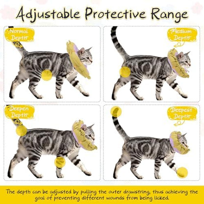EXPAWLORER Cat Cone Collar Soft, Cat E Collar Recovery After Surgery to Stop Licking, Adjustable Waterproof Cute Neck Elizabethan Pet Kitten Puppy Donut Pillow for Cats Puppy Wound Healing, GreenL - Image 3