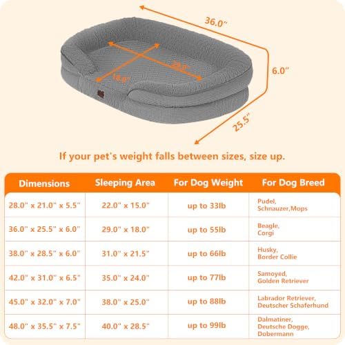 Dwanton Orthopedic Waterproof Medium Dog Bed Sofa, Gel Memory Foam, 36" - Image 4