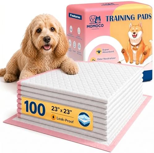MoMoCo 23x23 Pink Puppy Pads 100ct, 6-Layer Dog Pee Pads for Small Dogs by MoMoCo