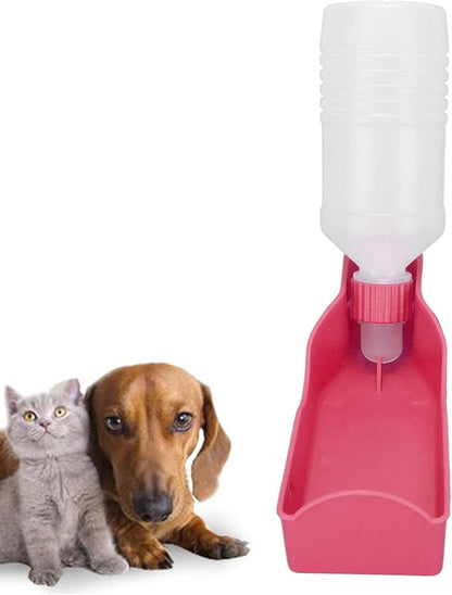 DAUZ PET Water Bottle, Dog Water Feeding Bottle PET Easy to Use Automatic Portable for Cats Walking (Roseate)