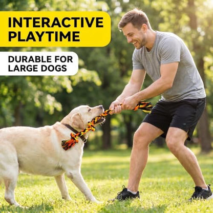 Speedy Panther 9 Pack Large Dog Rope Toys for Aggressive Chewers, 5 Knots Indestructible Chew Toy Kit for Medium Large Dogs, Puppy Teething Tug Toy, Colourful Cotton Dog Rope Toys - Image 4