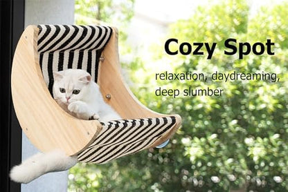 HAPYKITYS Cat Window Perch, Plywood Moon Bed with 4 Heavy-Duty Suction Cups - Image 6