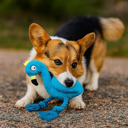 Flamingo Dog Toy, Squeaky Plush Rope Toy for Tug and Play - Image 3