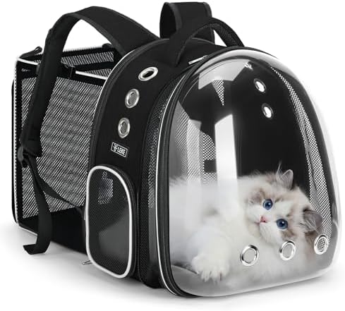 Lekereise Cat Backpack Carrier, Expandable Large Space Cat Bubble Backpack for Kitty Small Dog up to 18lbs, Transparent Pet Carrier for Travel, Hiking by Lekereise