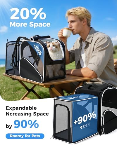Lekereise Cat Backpack Carrier,Cat Bubble Backpack Large Space Bubble Pet Backpack for Kitty Small Dog,Expandable Bubble Pet Carrier for Hiking, Walking,Travel - Image 3