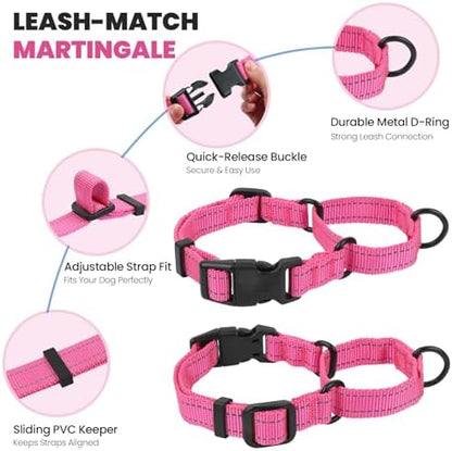VIVAGLORY Double Handle Dog Leash Twingrip, 5ft x 1in, S, Pink - Image 4