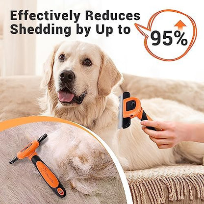 MIU COLOR Pet Grooming Brush, Deshedding Tool for Dogs & Cats, Orange - Image 3