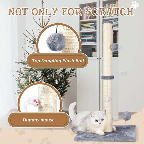 ANWA 32" Tall Sisal Cat Scratching Posts Tree for Indoor Cats Adults, Gray - Image 4