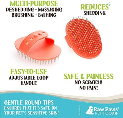 Raw Paws Hand-Held Grooming Pin Brush for Dogs & Cats - Rubber Tipped - Image 2