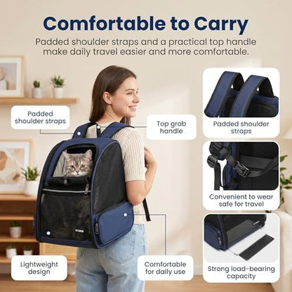 Cat Backpack，Expandable Cat Carrier Backpack, Dog Backpack Carrier and Pet Carrier Backpack, Suitable for Cats, Dogs Kitten or Small Dogs, Travel Friendly Puppy Cats Bag (Blue) - Image 6