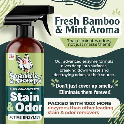 Sprinkle & Sweep: Pet Stain & Odor Enzyme Spray - 32oz, 2 Pack - No Scrubbing Concentrated Formula, Dog & Cat Urine Destroyer, Carpet Spot Cleaning - Image 4