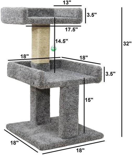 Old World Charm Perch for Large Cats 40" W x 24" D x 30" H Spacious and Comfortable Perch for Large Cats with Soft Cushions and Scratching Posts