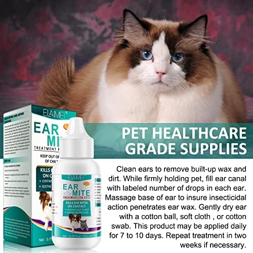 newseel Ear Mite Treatment for Dogs and Cats, Relief for Dogs and Cats Suffering from Ear Mites for Cats & Dog Yeast Infection, Pets Ear Cleaning Drops with Soothing Aloe (1) - Image 2