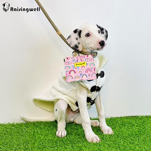 Dog Treat Pouch,Cotton Pocket Sized Training Holder, Hand Free Walking Funny Bag with Carabiner, Self-Closing Pet Feed Snack Reward, Behavior Aids for Puppy Travel or Outdoor Use （Rainbow） - Image 5
