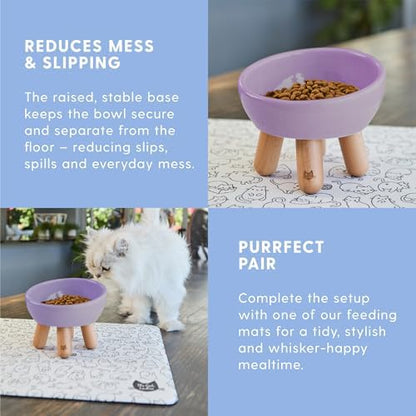 The Cat Ladies Tilted Ceramic Cat Bowl - Elevated Food Bowls Ceramic Pet Bowl - Raised Ceramics Bowls - Elevated & Tilted Design for Comfortable Eating - Dishwasher Safe - Wide Opening - Image 5
