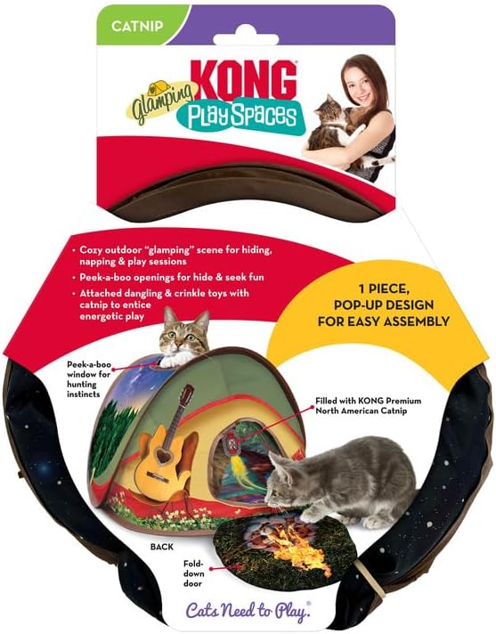 KONG PlaySpaces Glamping Tent Cat Hideaway, Collapsible House - Image 3