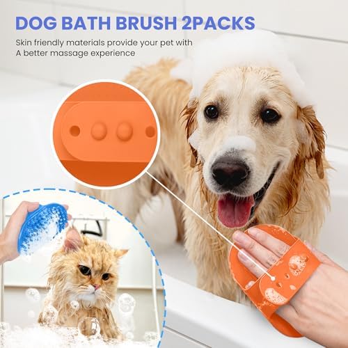 Self Cleaning Shedding Brush - 5-in-1 Professional Pet Grooming Kit Skin Friendly Grooming Tool for Dogs, Cats, and Puppies, Deshedding and Hair Removal for Long and Short Haired Pets,（Blue-Orange） - Image 5
