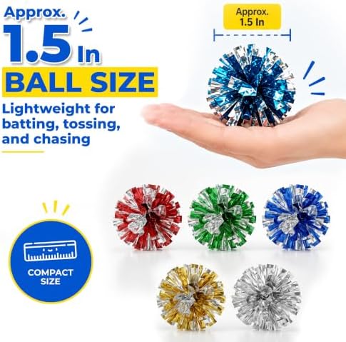HA SHI Cat Crinkle Balls 50 Pack, 1.6 Inch Shiny Mylar Toy Balls for Cats - Image 4