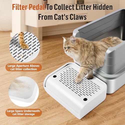 Cat Step for Litter Box, Litter Box Ramp with Filter Function, White - Image 3