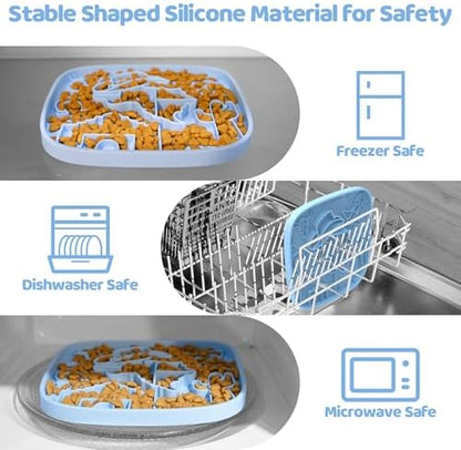 Puzzle Feeder Dog Lick Mat,Freezable Dog Enrichment Toys for Mental Stimulation and Anxiety Relief, Silicone Lick Mat for Dogs and Cats, Dog Slow Feeder that Supports All Types of Food, Blue - Image 4