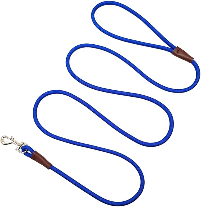 Small Dog Leash, 1/4" by 6/8/10 FT Lightweight Strong Nylon Rope Leash, Bright Classic Lead for Small Pets/Puppy/Cat (6ft, Dark Blue)