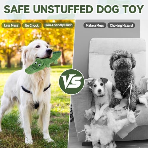 Mihachi No Stuffing Crinkle Dog Toys, 2-in-1 Holds Water Bottles - Cruncher with Puncture Resistant Squeaker, Dog Squeak Toys Plush Dogs Chew Toy for Puppy Small Medium Large Breed Chewer, Crocodile - Image 5