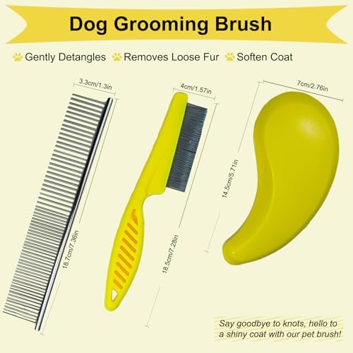 3 PCS Puppy Brush Grooming Kit (Yellow) - Image 2