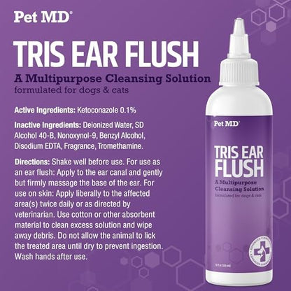 Pet MD Veterinary Tris Flush Cat & Dog Ear Cleaner - Dog Ear Flush - 12oz - Image 5