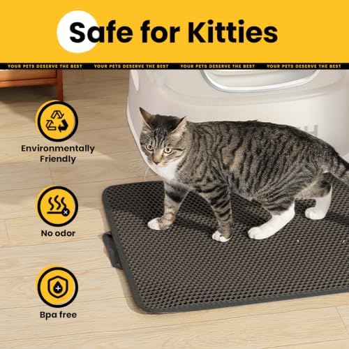 Cat Litter Mat, Upgrade Super Waterproof Back Layer Litter Box Mat, Non Slip, Durable, Soft on Paws Kitty Trapping Matt (46"x35", Black) - Image 6