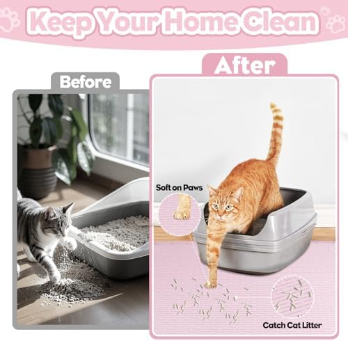 Silicone Cat Litter Mat for Litter Box 34”x22” Large Cat Mat, Pink - Image 4