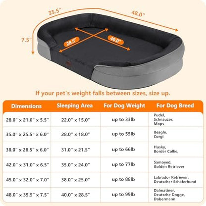 Dwanton Orthopedic Waterproof XX-Large Dog Bed Sofa, Gel Memory Foam, 48" - Image 4
