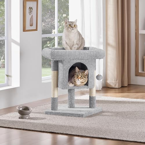 Yaheetech 23.5in Small Low-Profile Cat Tree Condo with Scratching Posts - Image 2